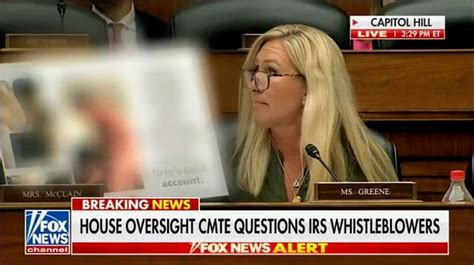 Fox NewsRep. Marjorie Taylor Greene (R-GA) briefly sent Wednesday’s House Oversight hearing into chaos when she displayed nude photos of President Joe Biden’s son Hunter engaging in sexual activities, prompting committee Democrats to deem her latest attention-grabbing stunt inappropriate.Wednesday’s hearing was centered on the testimony of two IRS whistleblowers who allege that the ...